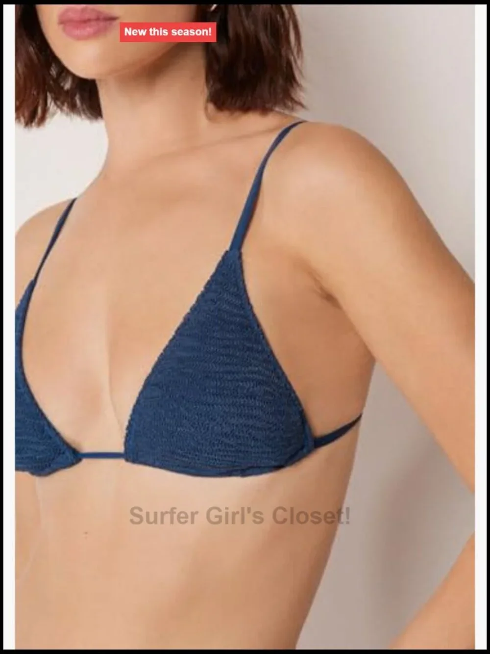 Removable Padding Triangle Swimsuit Top Crinkle Waves